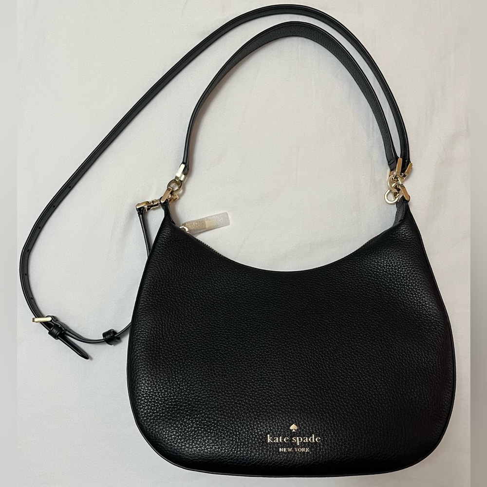 NEW Kate Spade Janie Black Pebbled Leather Shoulder Bag Crossbody Purse KE660